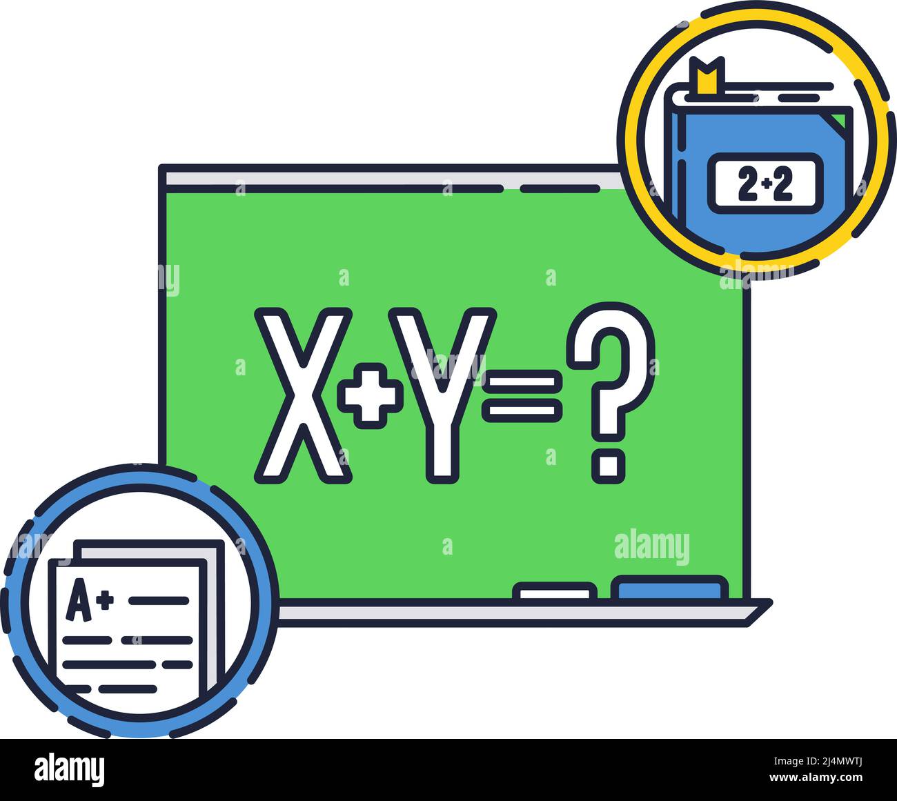 Math formula on blackboard vector physics equation icon. Algebra or ...