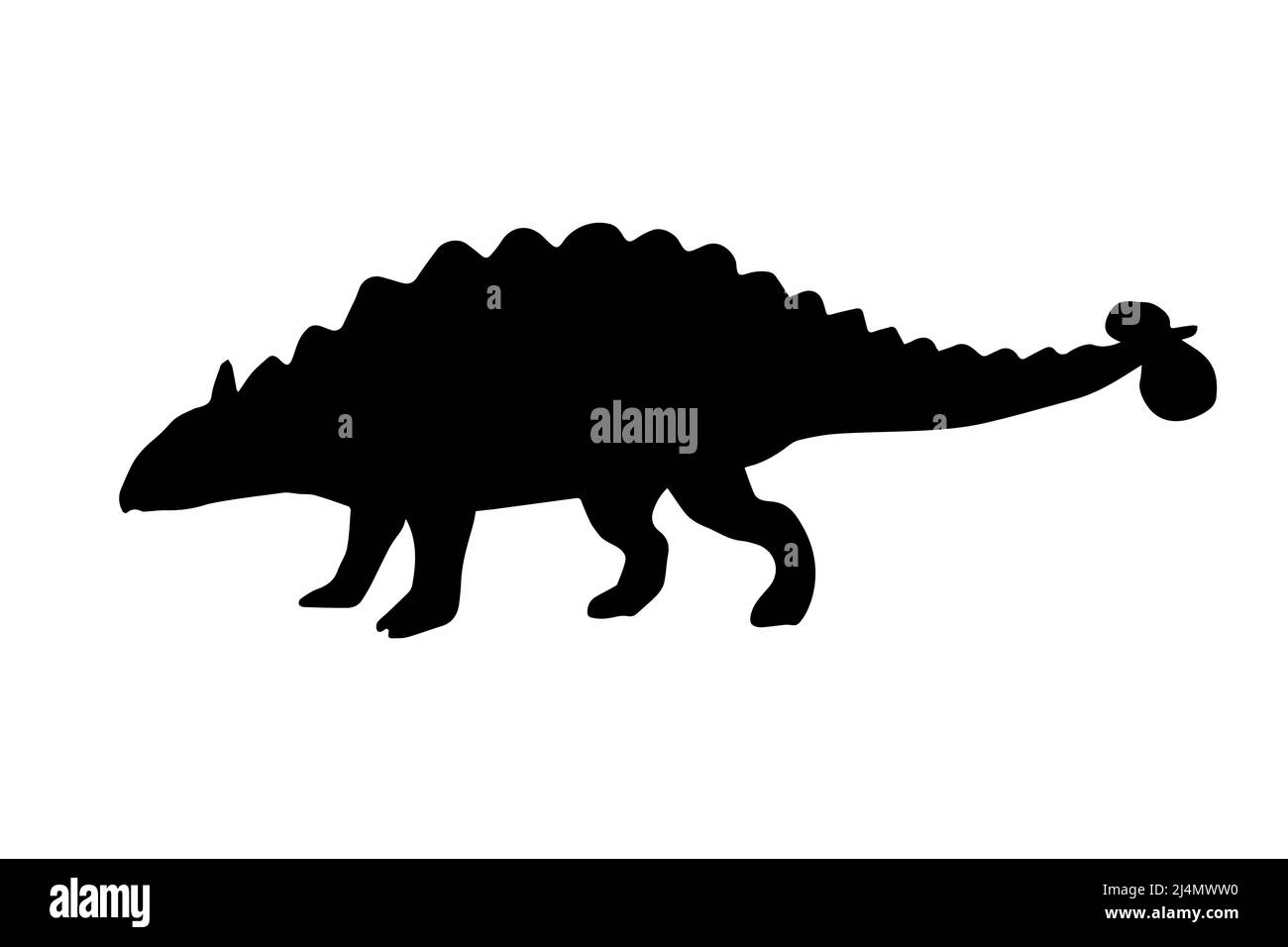 Vector black ankylosaurus silhouette dinosaur isolated on white background Stock Vector