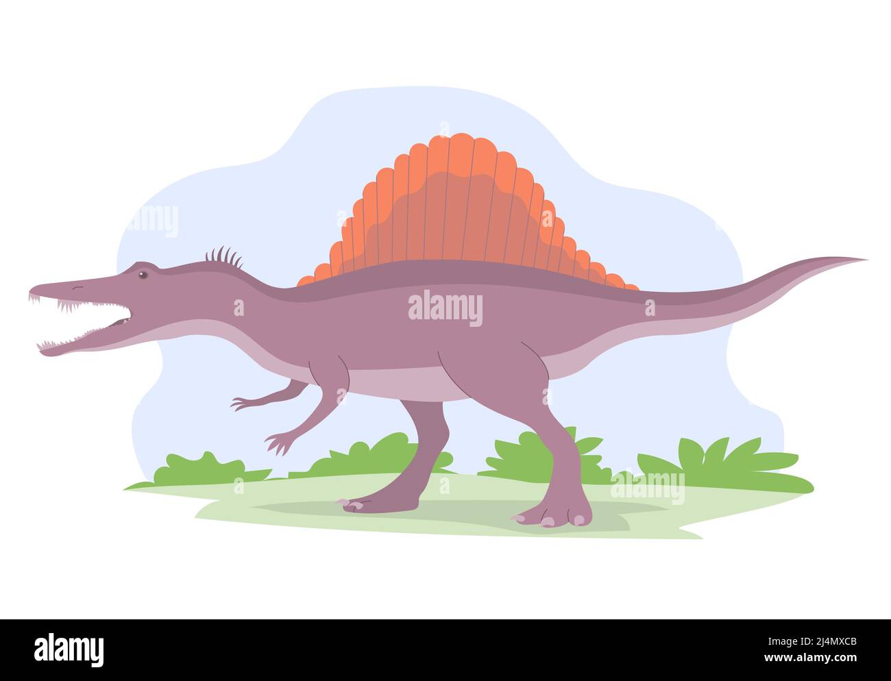 Spinosaurus predatory dinosaur hunter of the Jurassic period. Fin plate on  the back. Vector cartoon illustration Stock Vector Image & Art - Alamy
