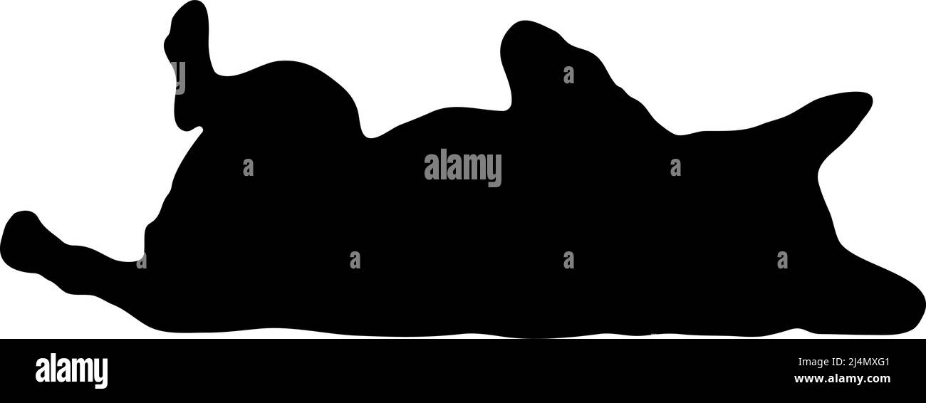 Black silhouette of a dog on a white background. Vector image. Stock Vector