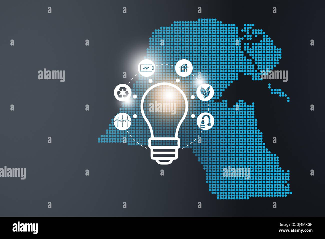 Energy innovation with future industry of power generation icons