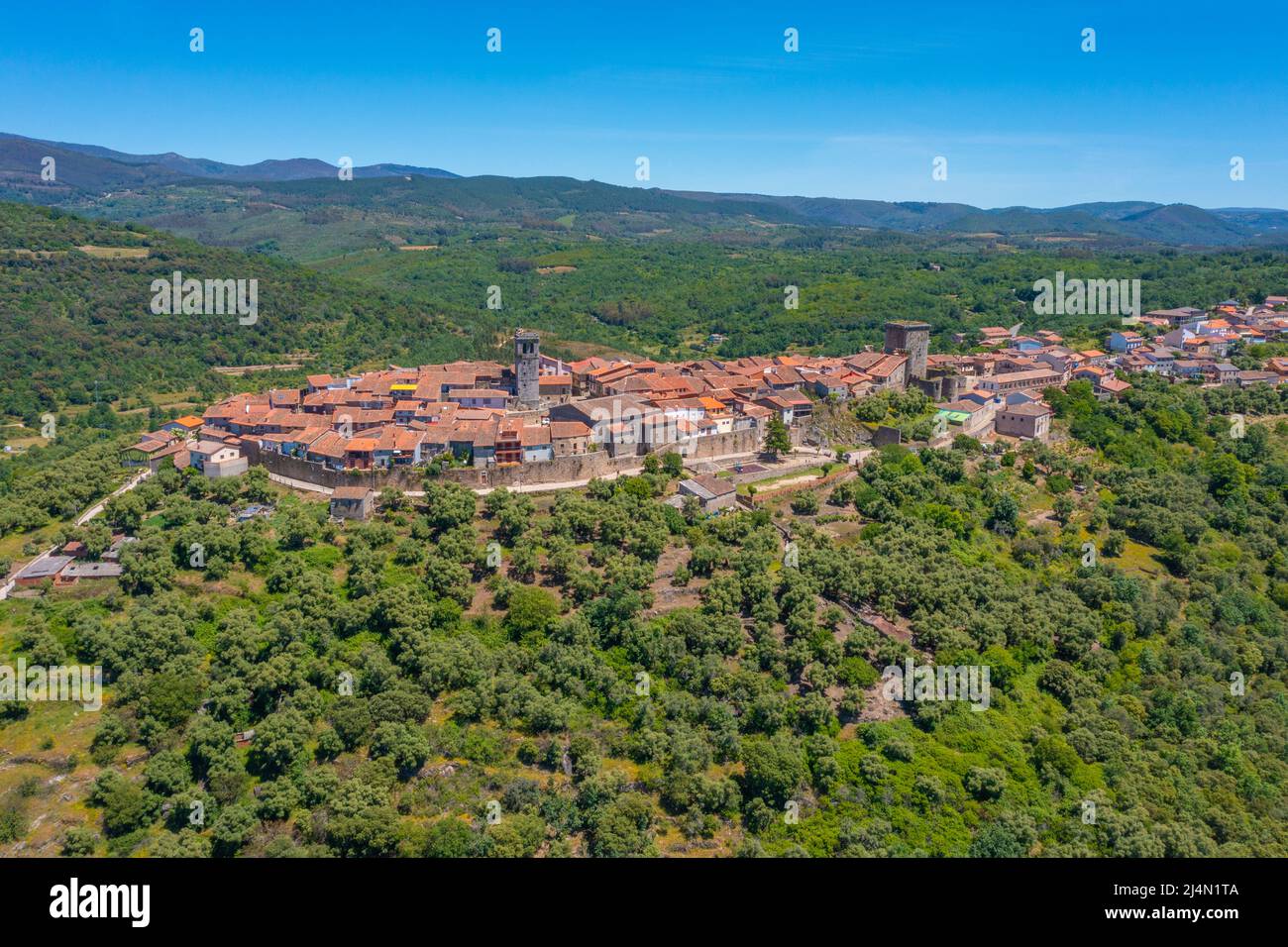 Aerial view of Miranda del Castanar village in Spain Stock Photo