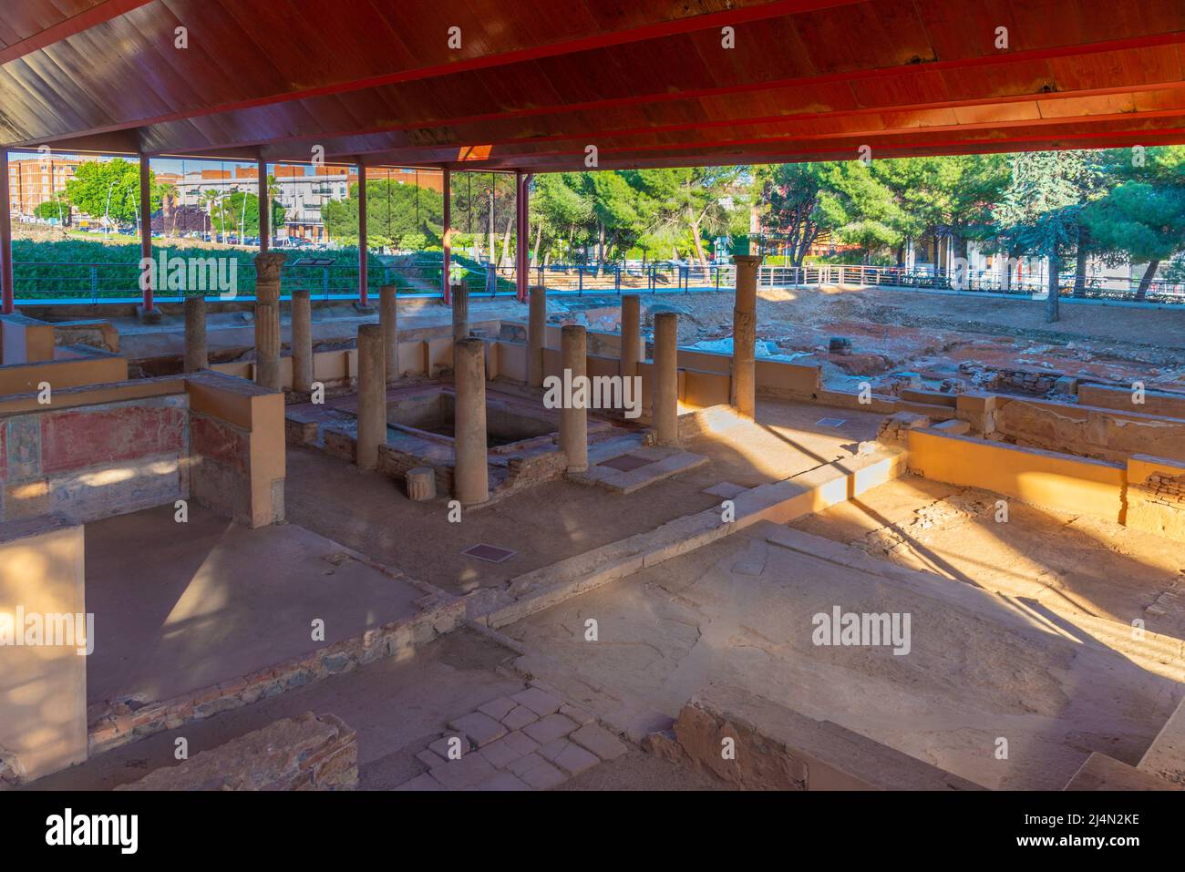 Roman ruins of Casa del Mitreo in Merida, Spain Stock Photo