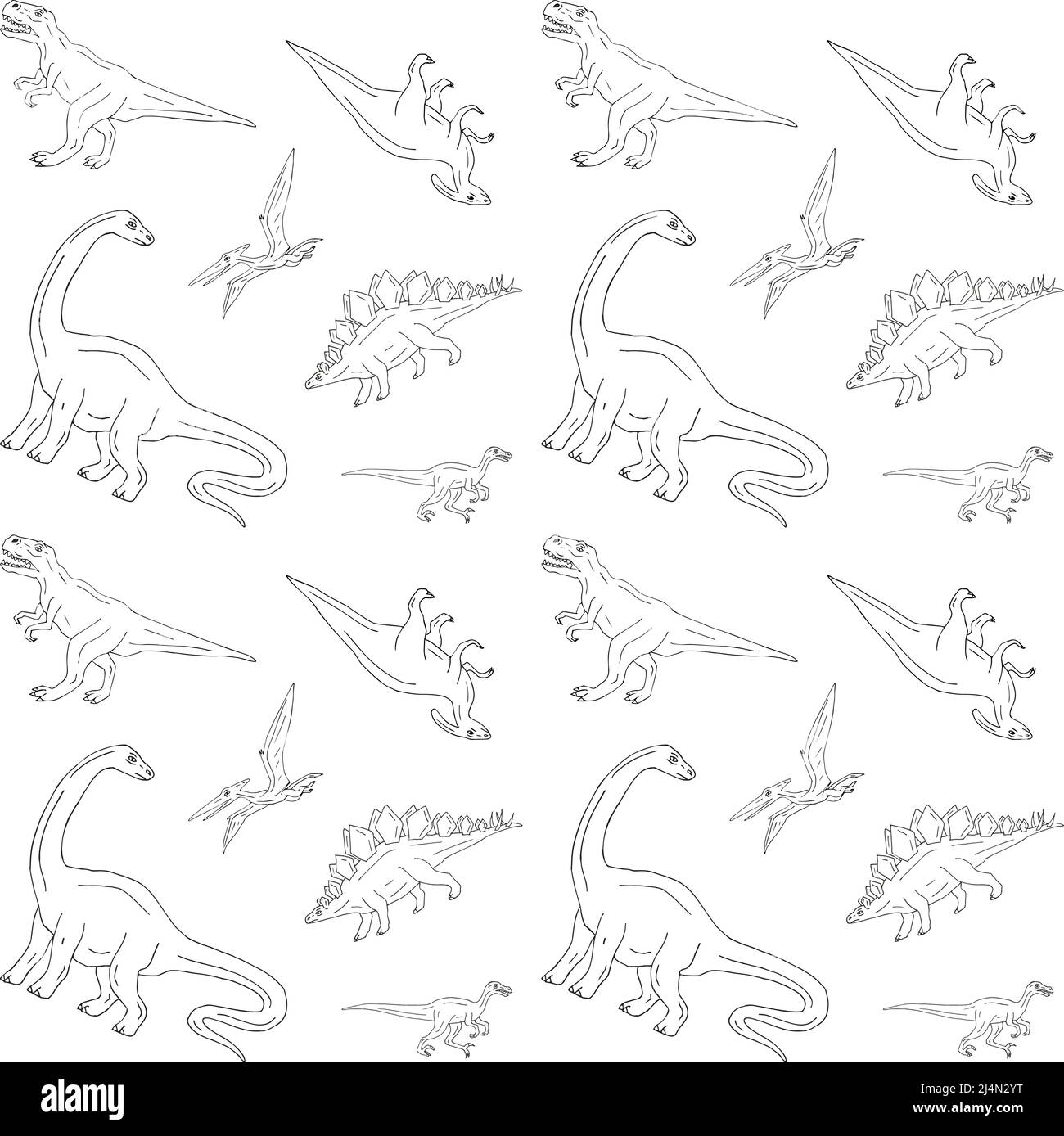 Vector seamless pattern of hand drawn doodle sketch dinosaurs isolated ...