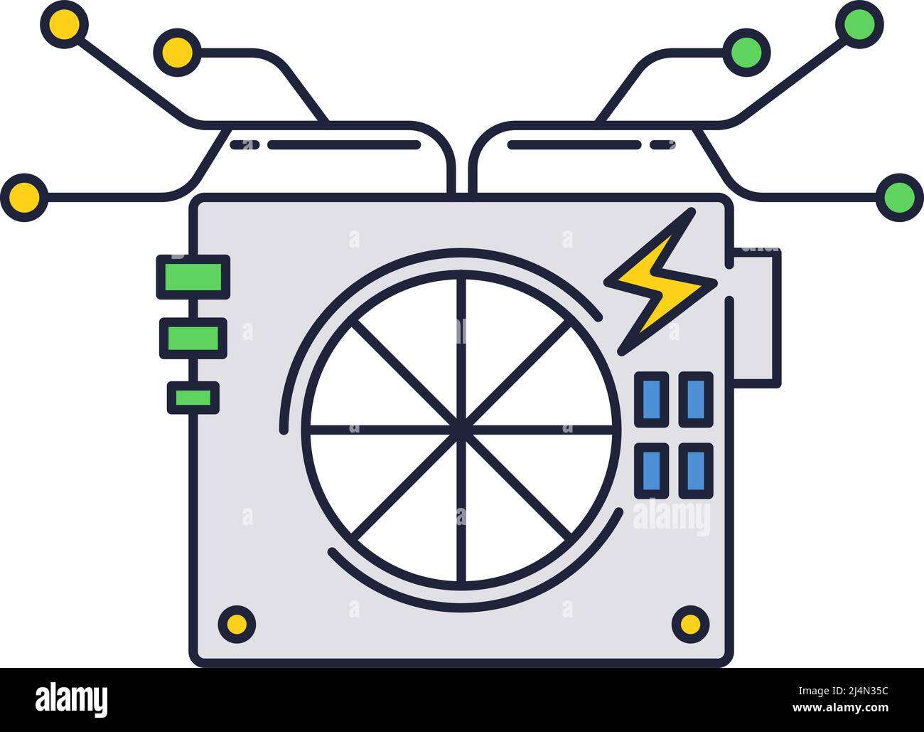 Power box ac supply icon substation vector. Energy voltage convertor