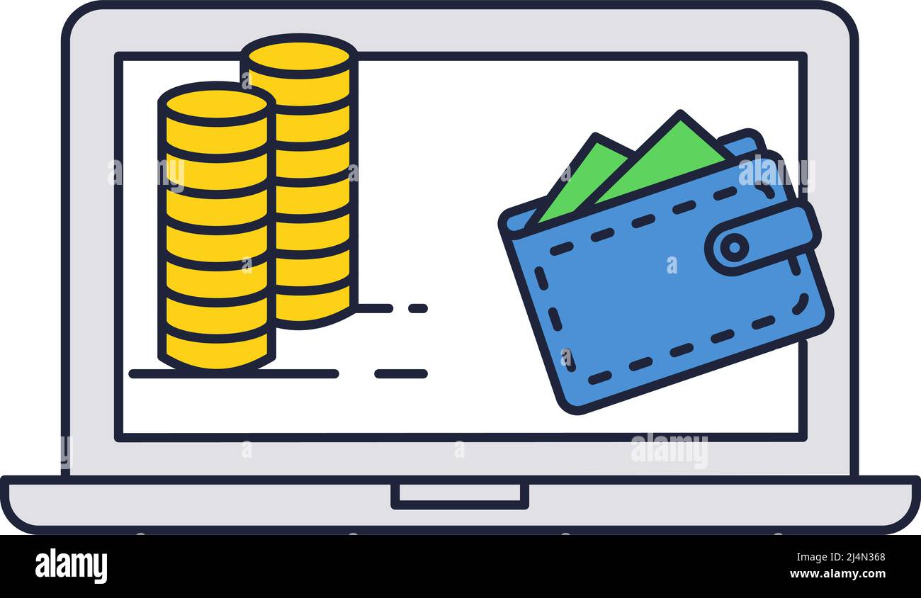 Online loan icon vector computer isolated on white background. Bank
