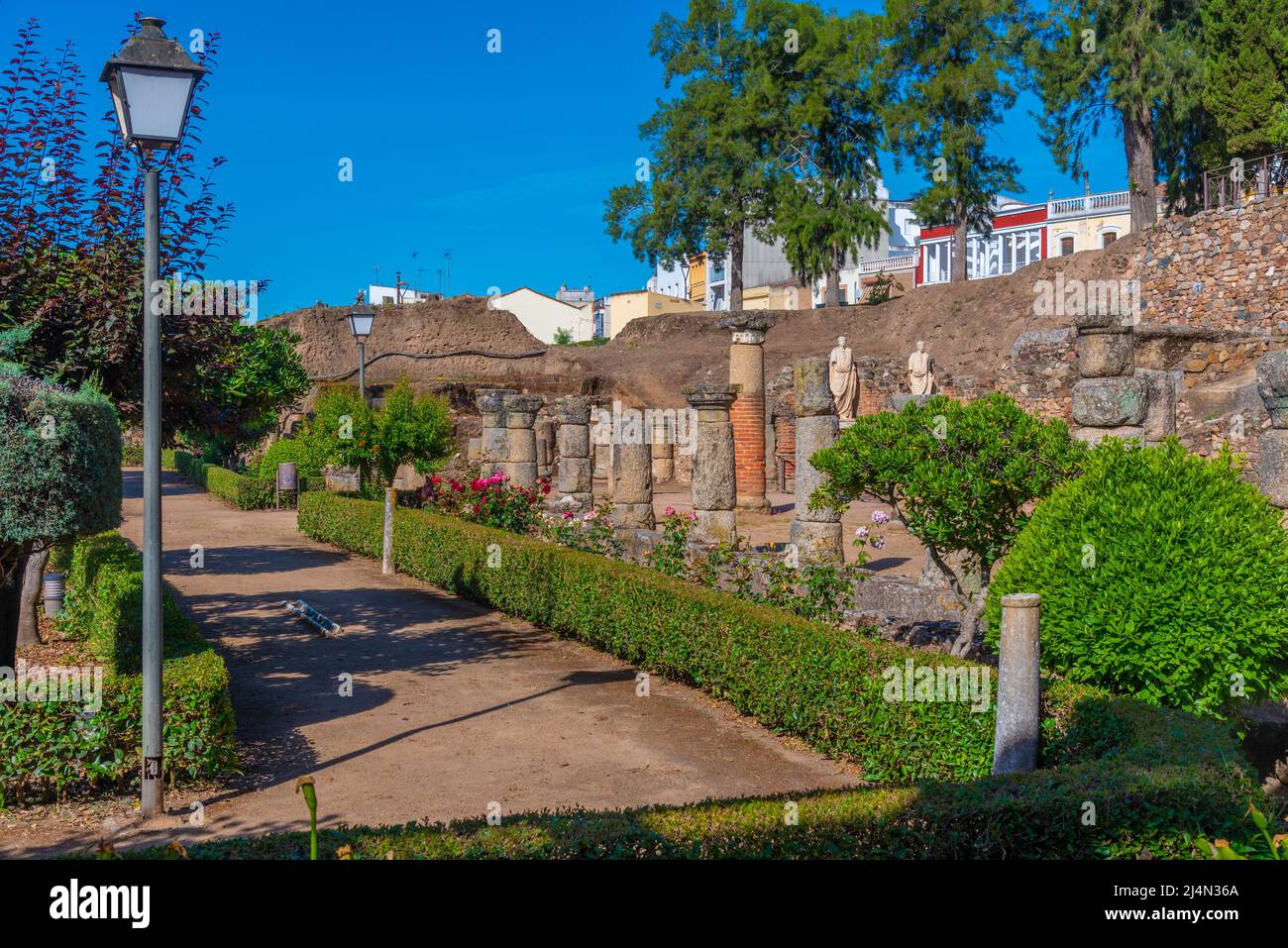 Roman ruins in Spanish town Merida Stock Photo Alamy