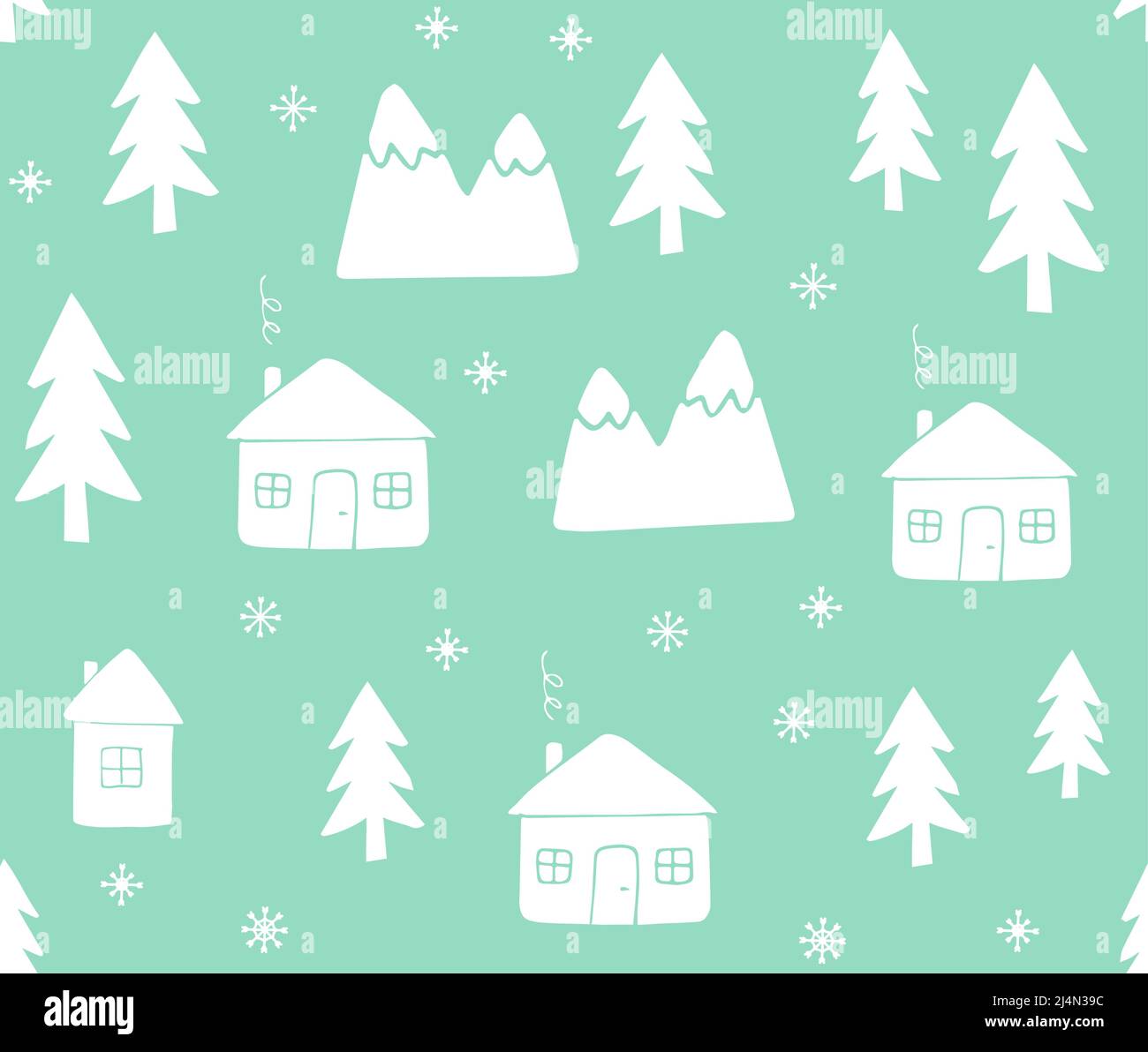 Vector seamless pattern of white hand drawn doodle sketch Scandinavian ...