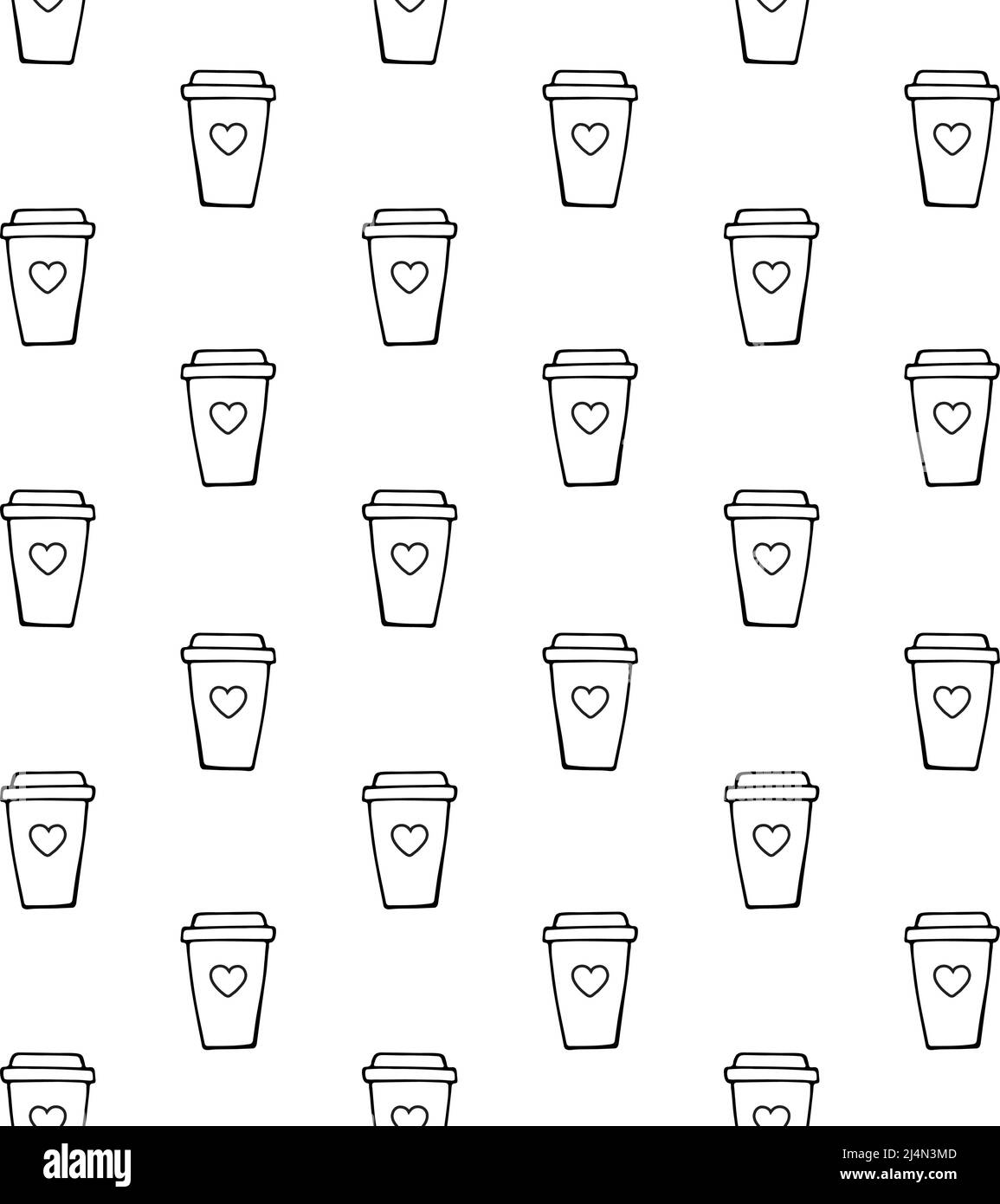 Vector seamless pattern of hand drawn doodle sketch take away coffee ...