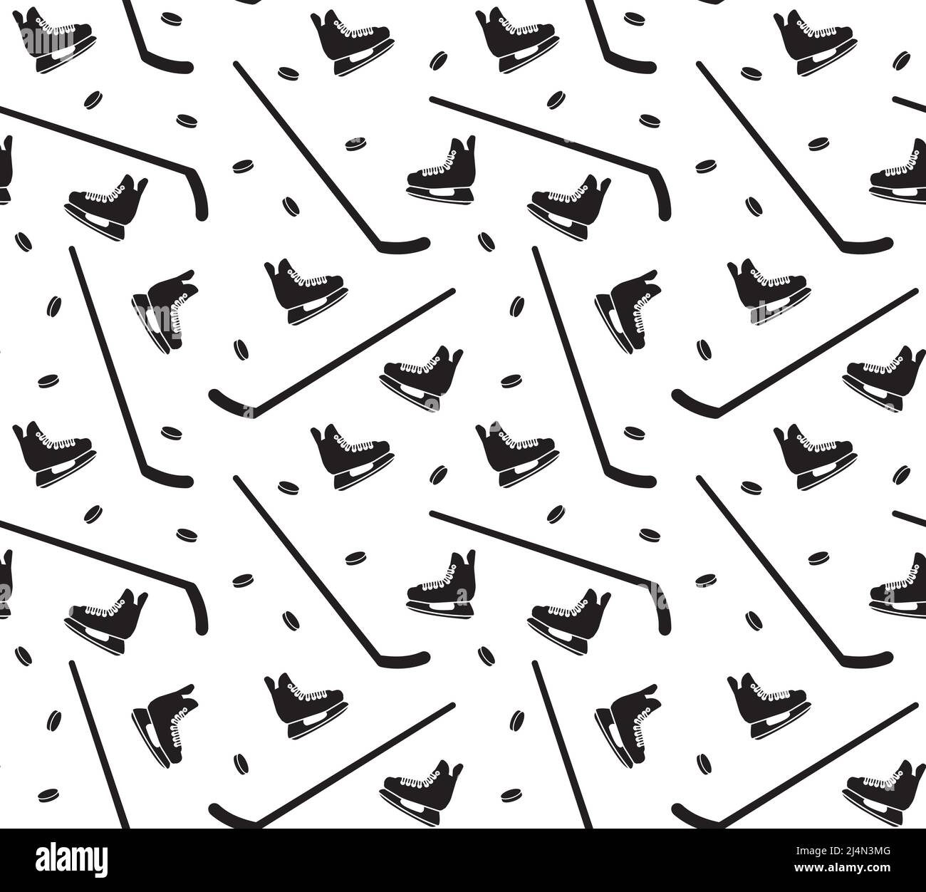 Vector seamless pattern of black flat hockey ice skates and sticks ...