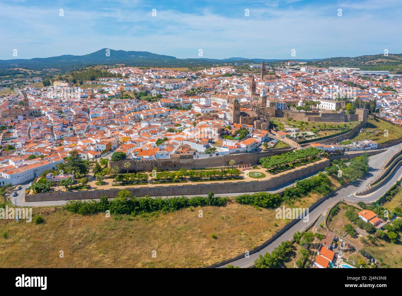 Aerial view of Jerez de los Caballeros in Spain Stock