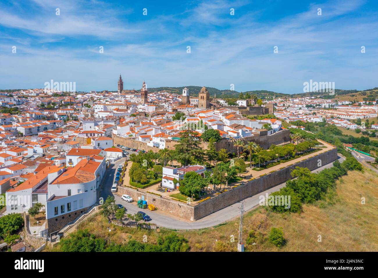 Aerial view of Jerez de los Caballeros in Spain Stock