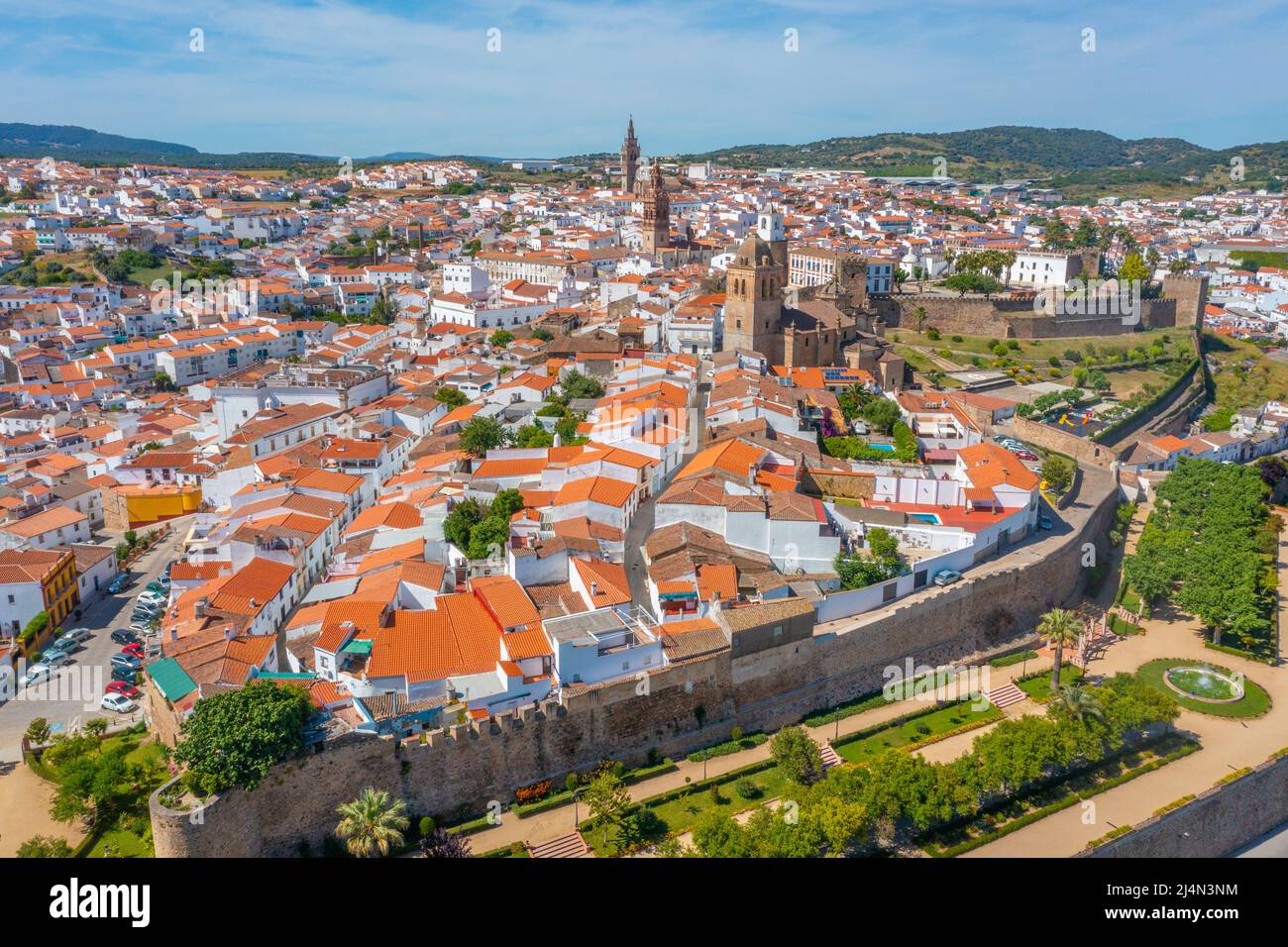 Aerial view of Jerez de los Caballeros in Spain Stock