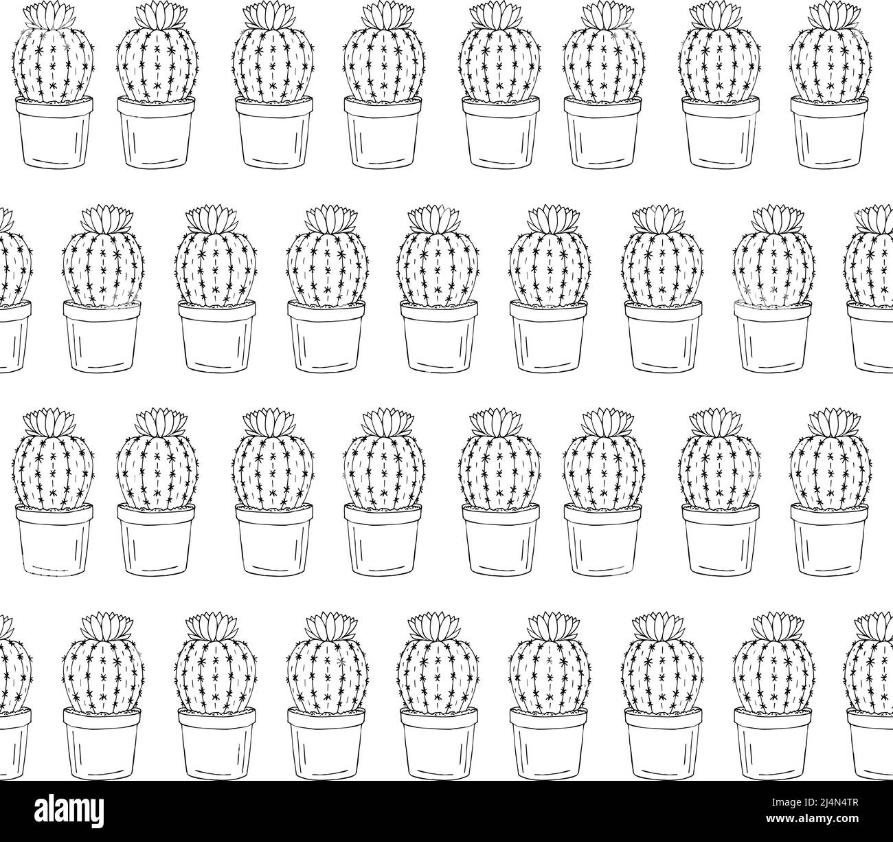 Vector seamless pattern of hand drawn doodle sketch flower cactus in ...