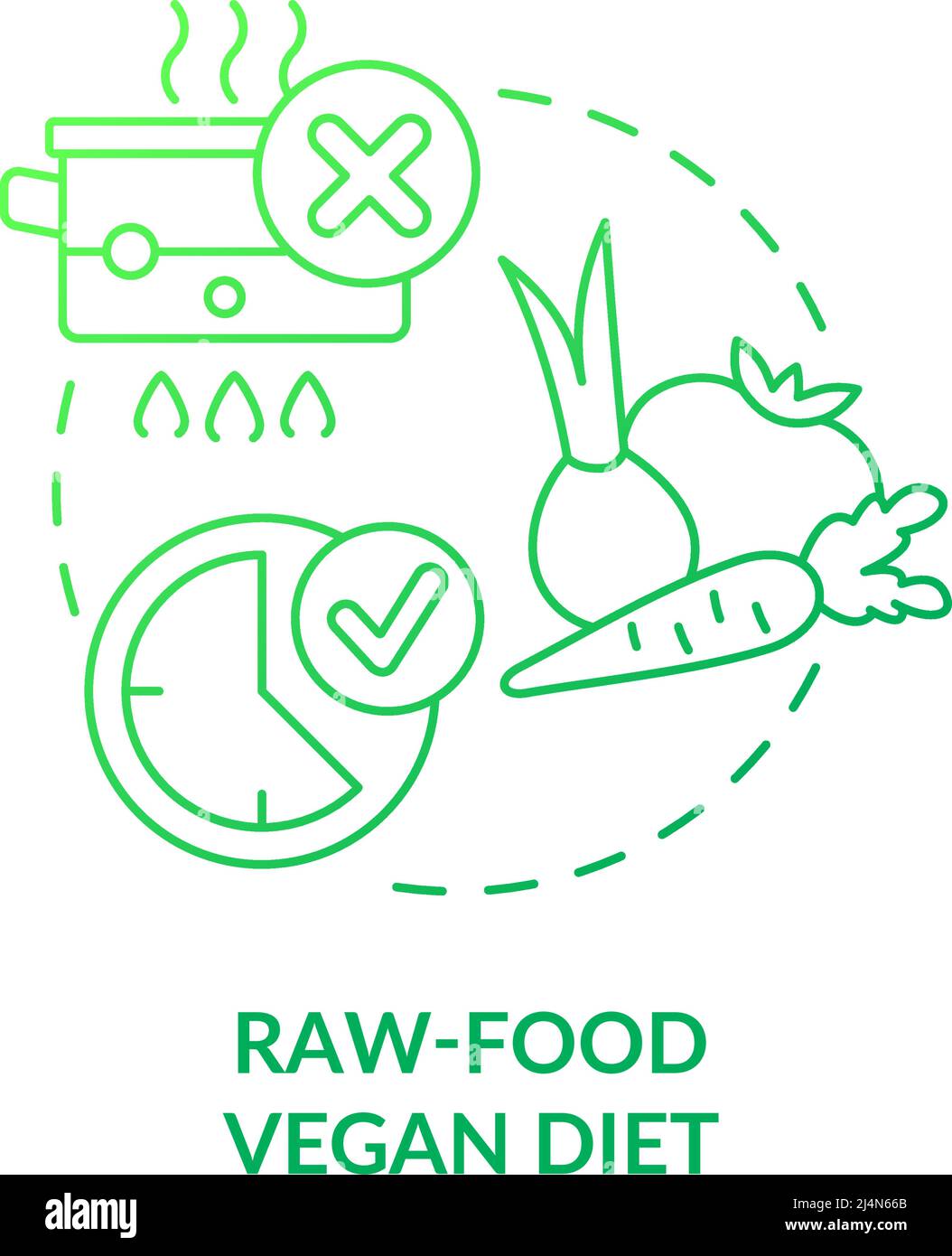 Raw food vegan diet green gradient concept icon Stock Vector Image ...