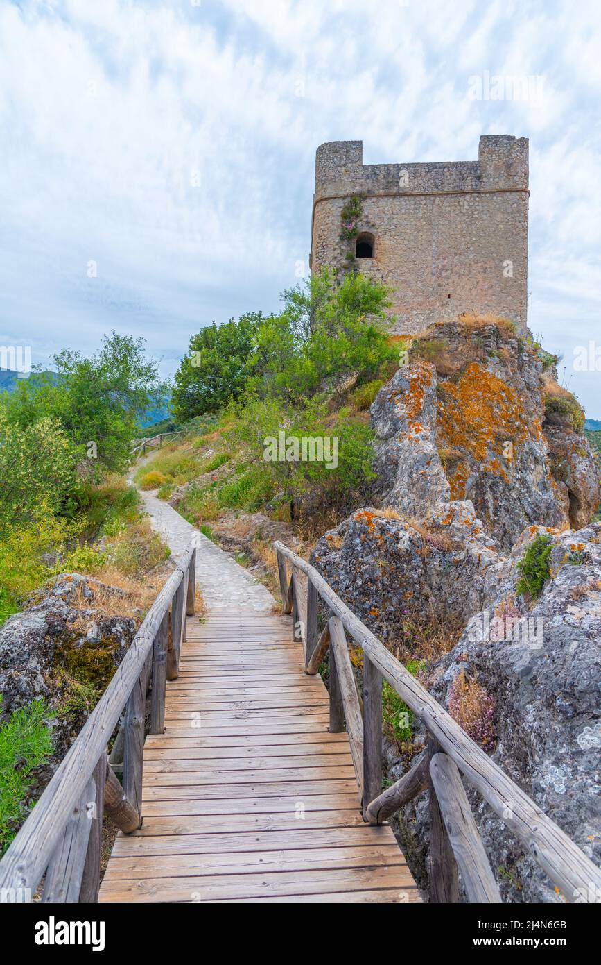 View of castle in Spanish town Zahara de la Sierra Stock Photo - Alamy