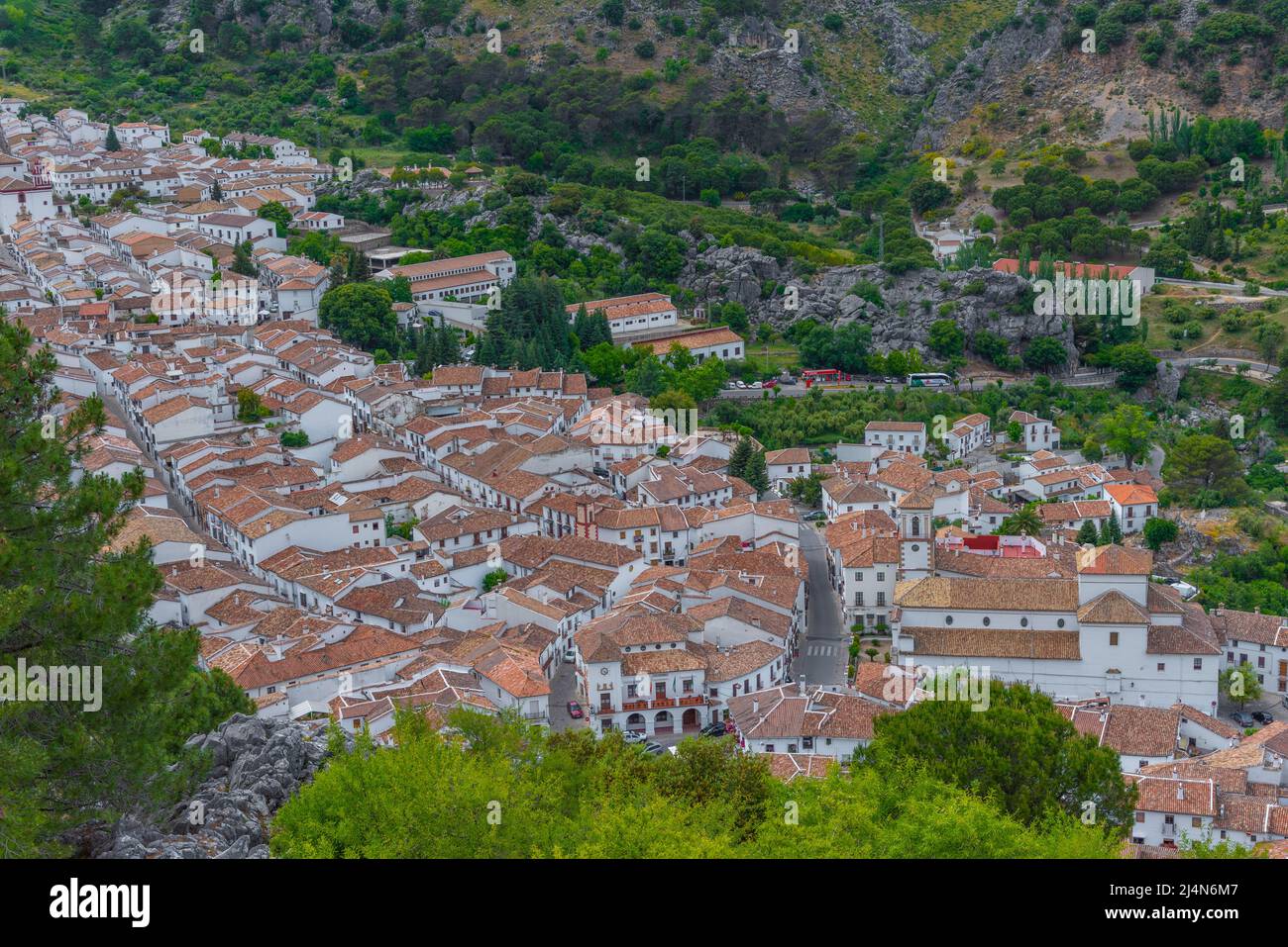 Aerial view of Grazalema town in Spain Stock Photo