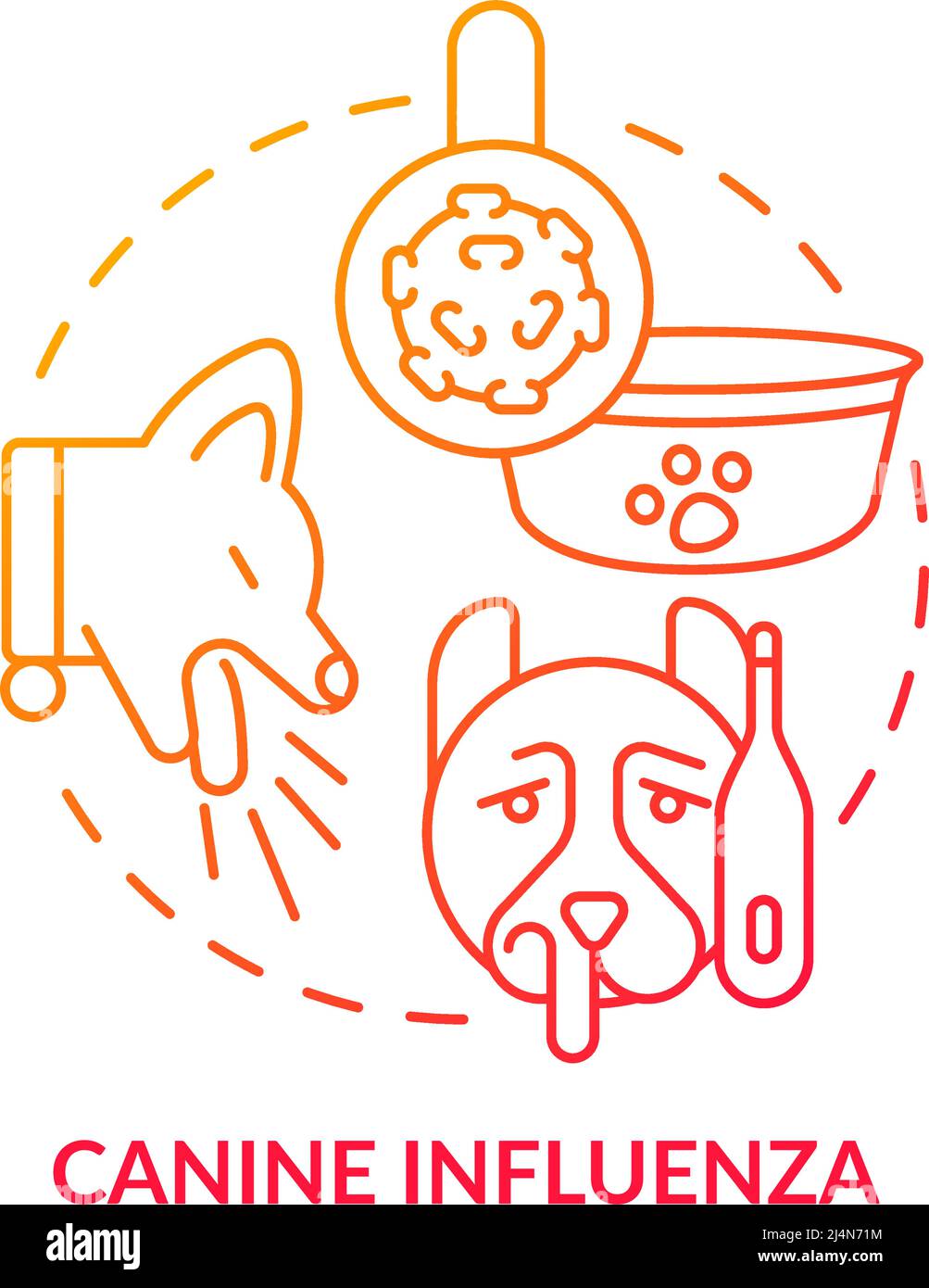 Canine influenza red gradient concept icon Stock Vector