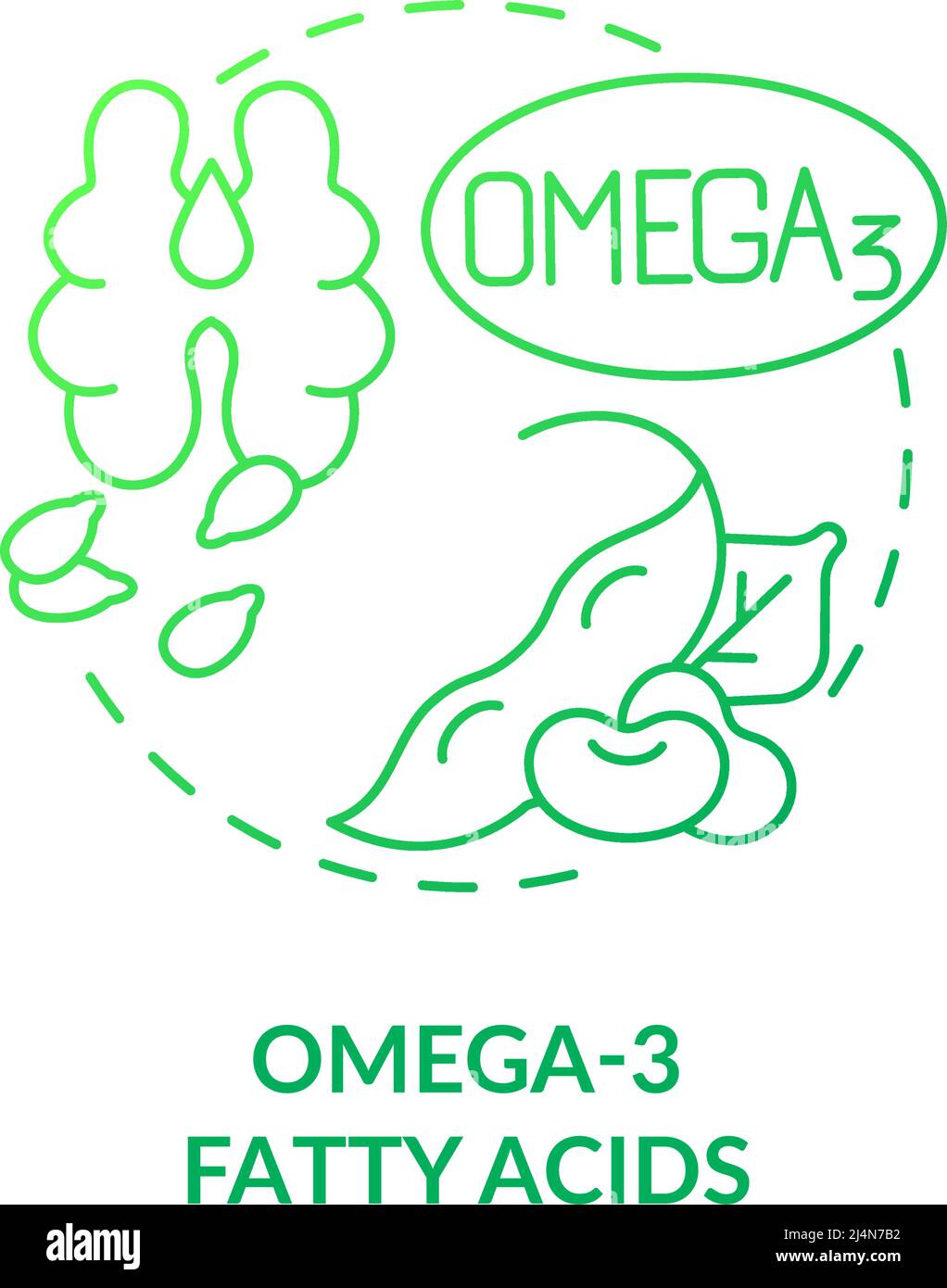 Omega three fatty acids green gradient concept icon Stock Vector Image ...