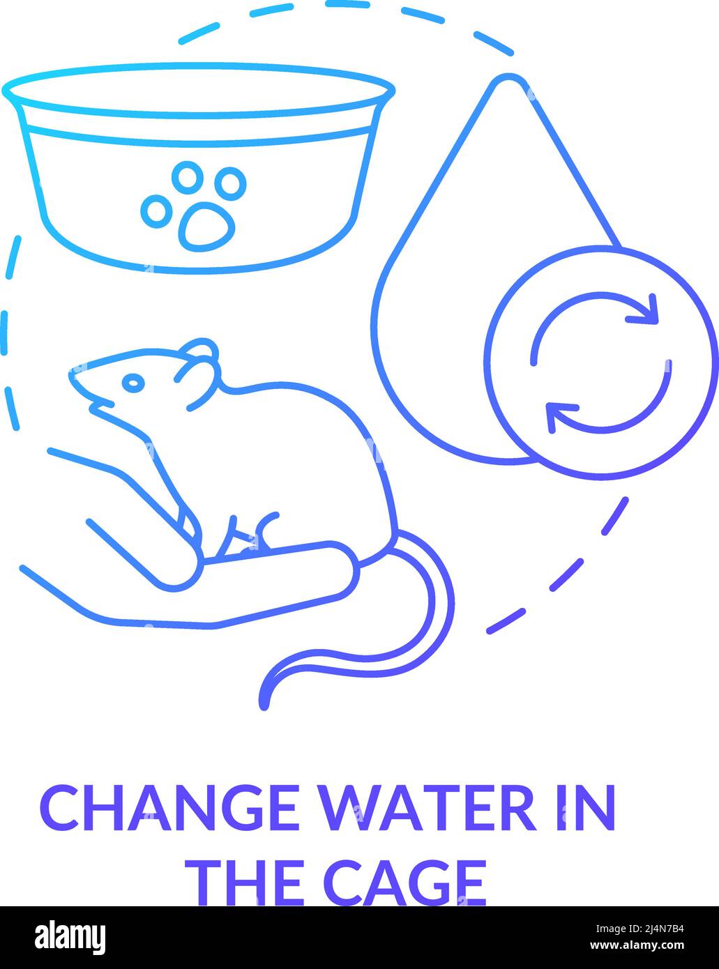 Change water in cage blue gradient concept icon Stock Vector