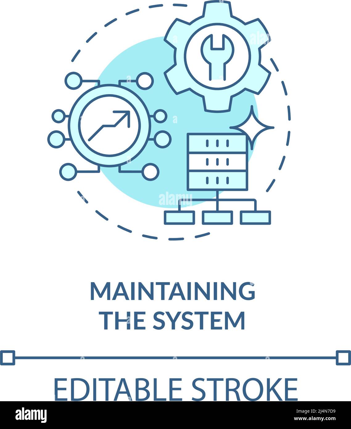 Maintaining system turquoise concept icon Stock Vector