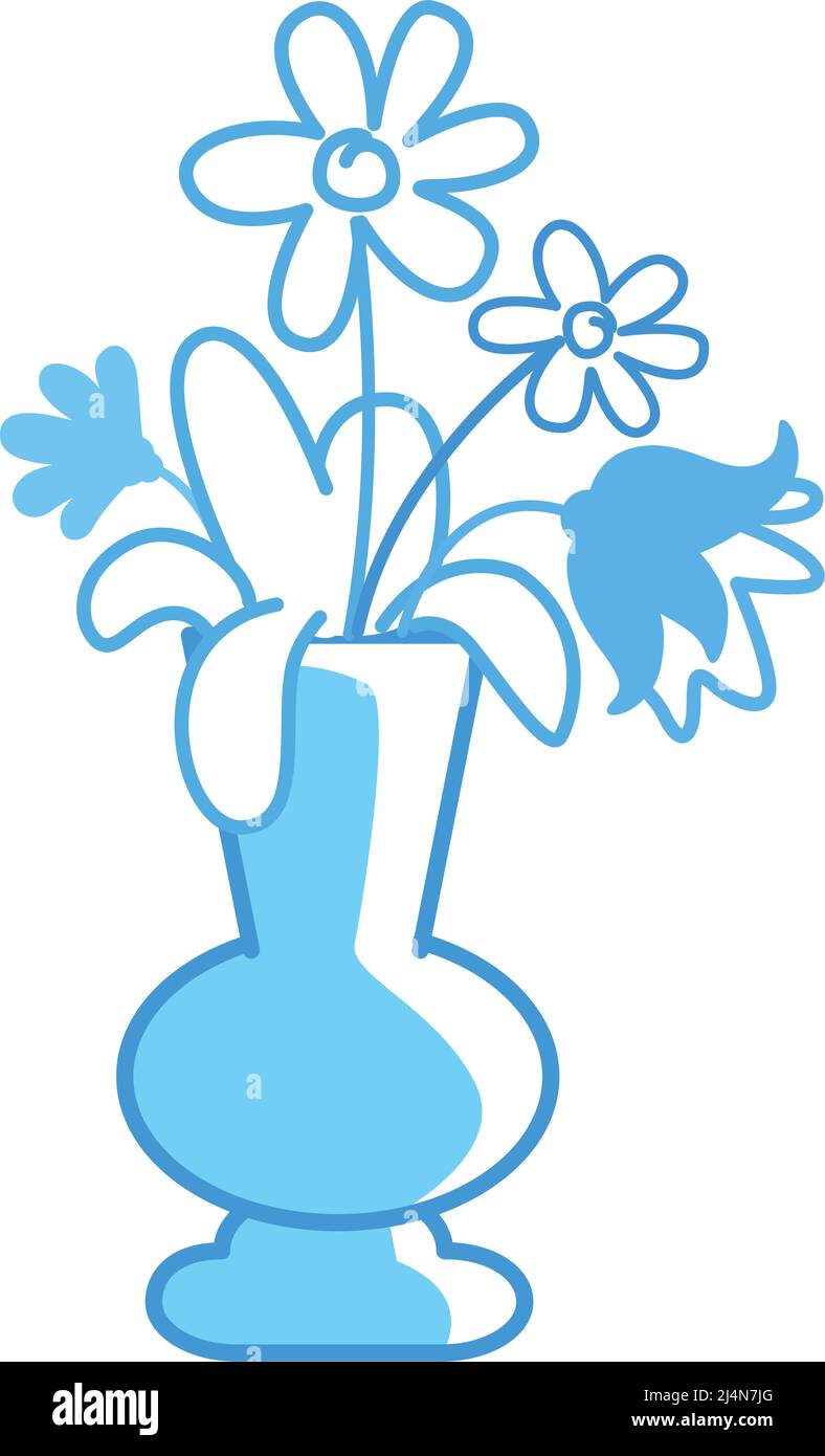 Blue flowers in vase semi flat color vector object Stock Vector