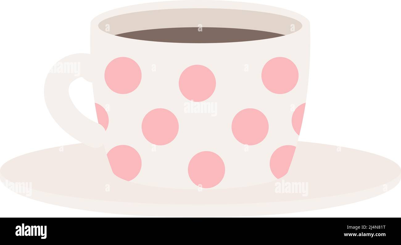 Ceramic cup with saucer semi flat color vector object Stock Vector