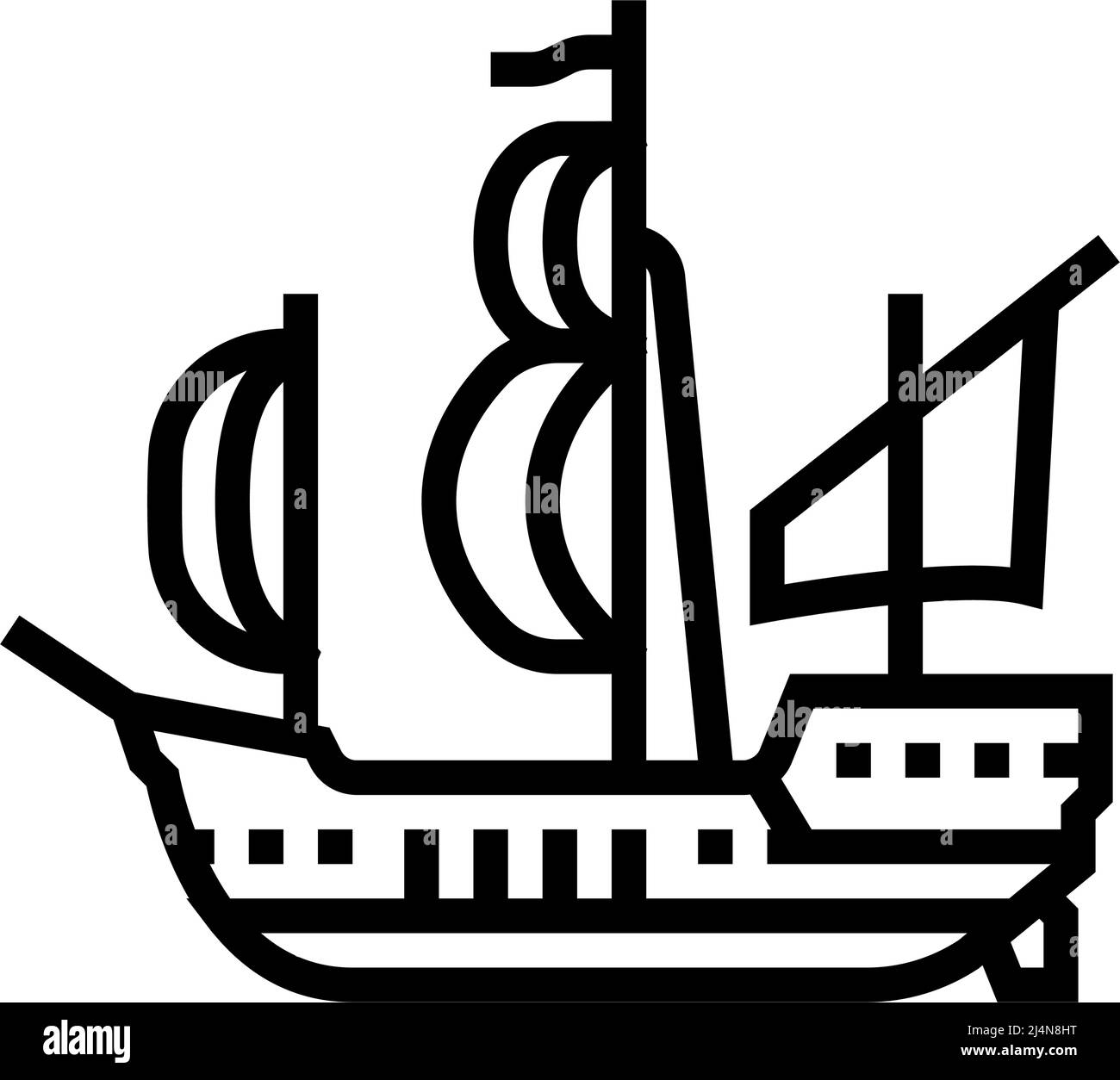 ship medieval line icon vector illustration Stock Vector Image & Art ...