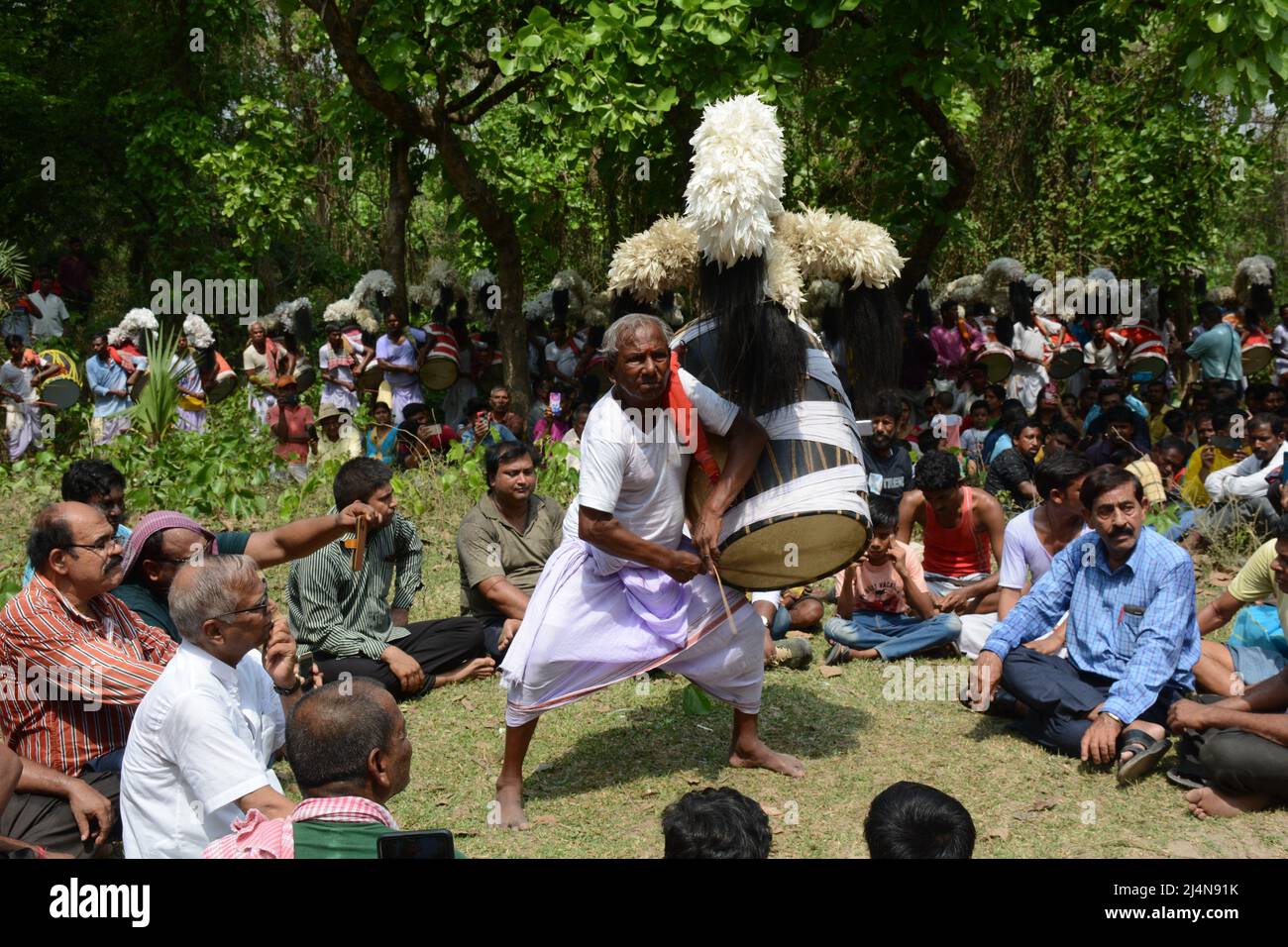 April 16, 2022, Santiniketan, West Bengal, India Dhakis are hindu