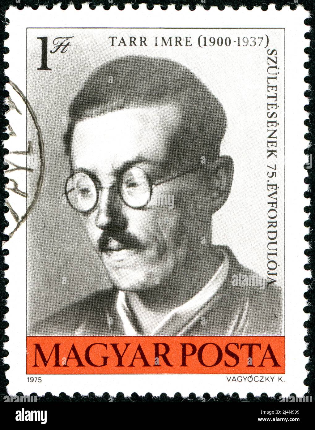 Postage stamp printed in Hungary, depicted portrait of Imre Tarr, a Hungarian political activist, one of the leaders of the labor movement, circa 1975 Stock Photo