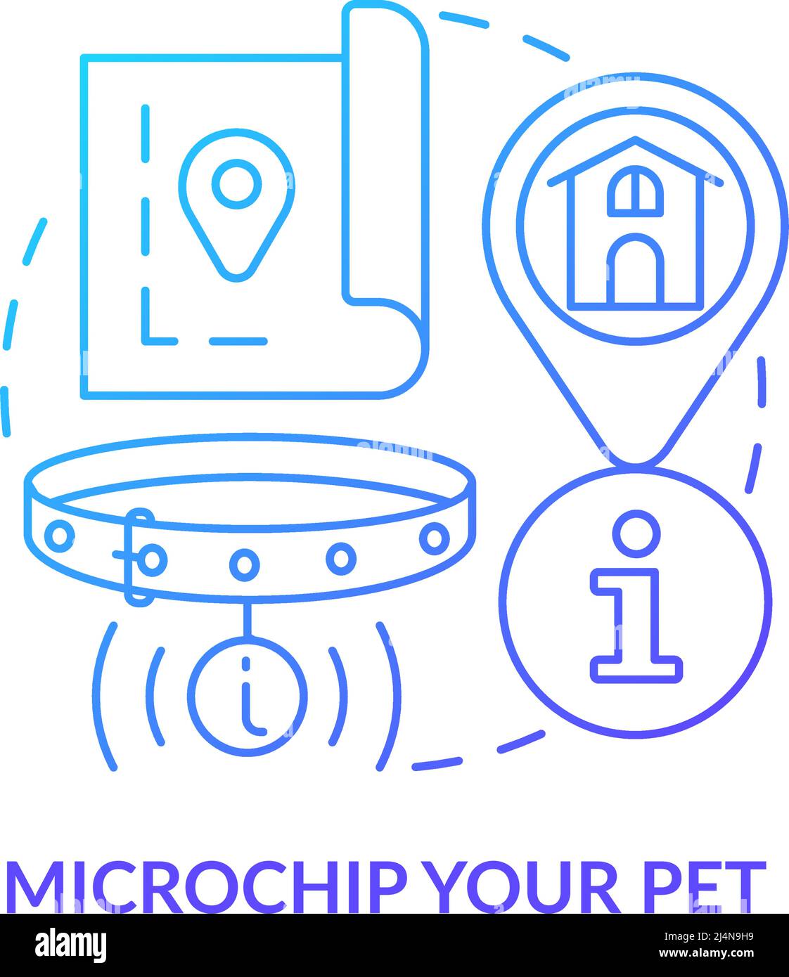 Microchip pet blue gradient concept icon Stock Vector