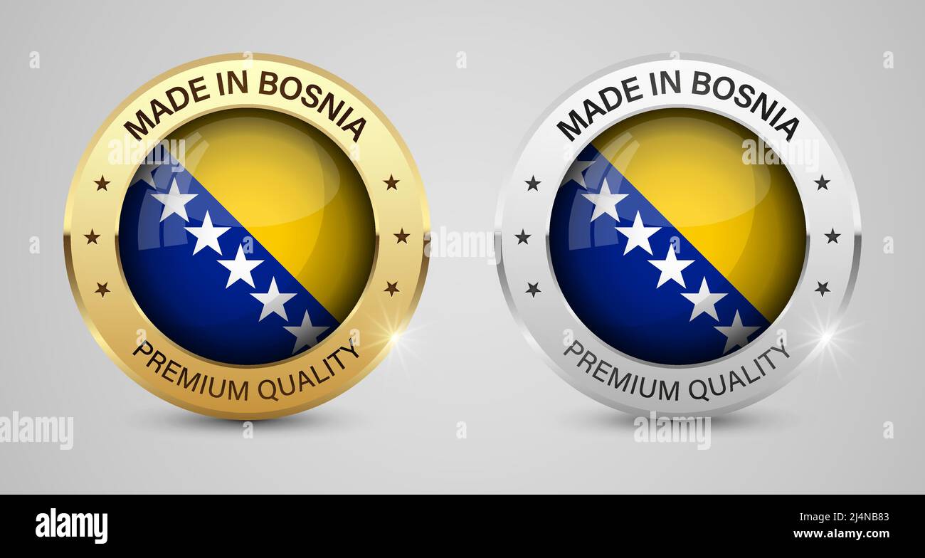 Made in Bosnia and Herzegovina graphics and labels set. Some elements of impact for the use you want to make of it. Stock Vector