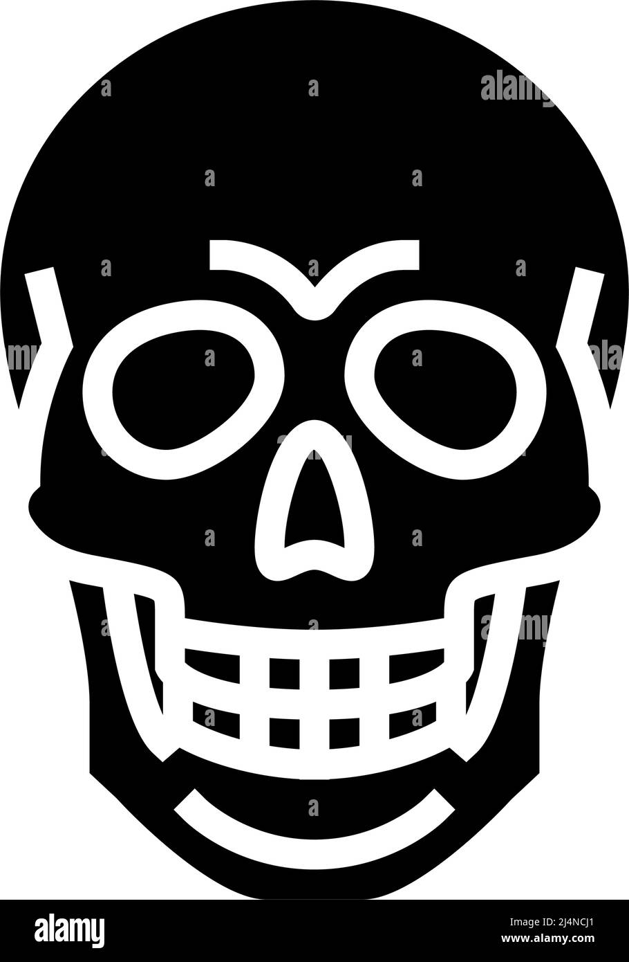 skull bone glyph icon vector. skull bone sign. isolated contour symbol black illustration Stock Vector