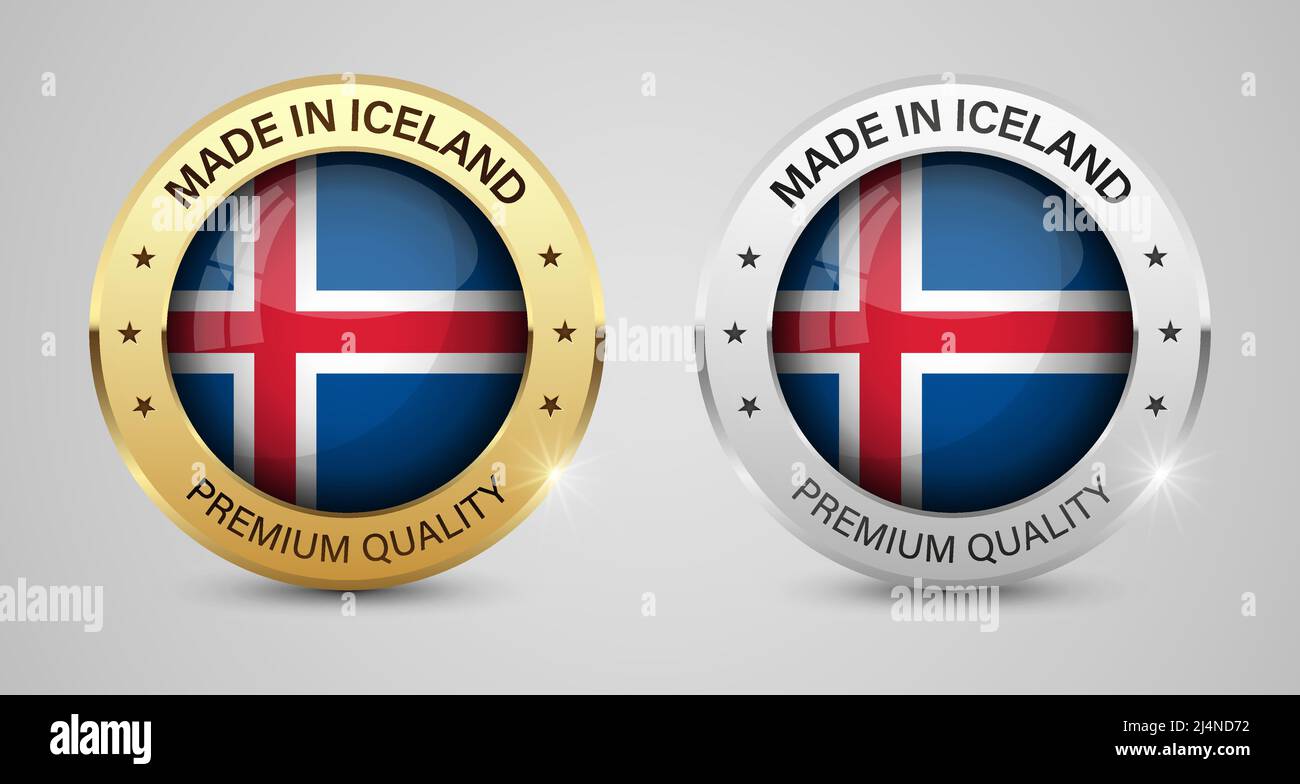 Made in Iceland graphics and labels set. Some elements of impact for the use you want to make of it. Stock Vector