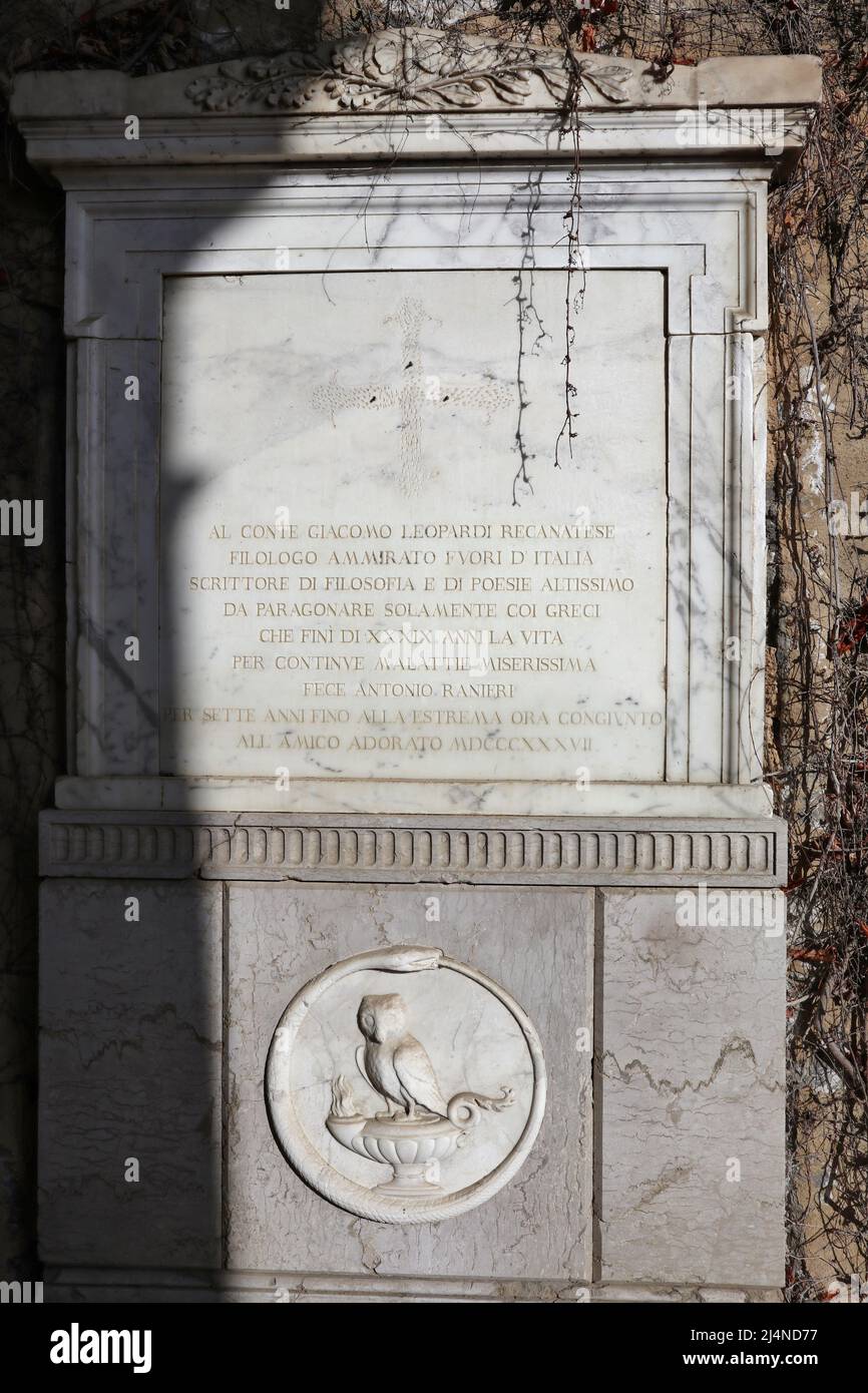 Napoli - Epigrafe in ricordo di Giacomo Leopardi Stock Photo
