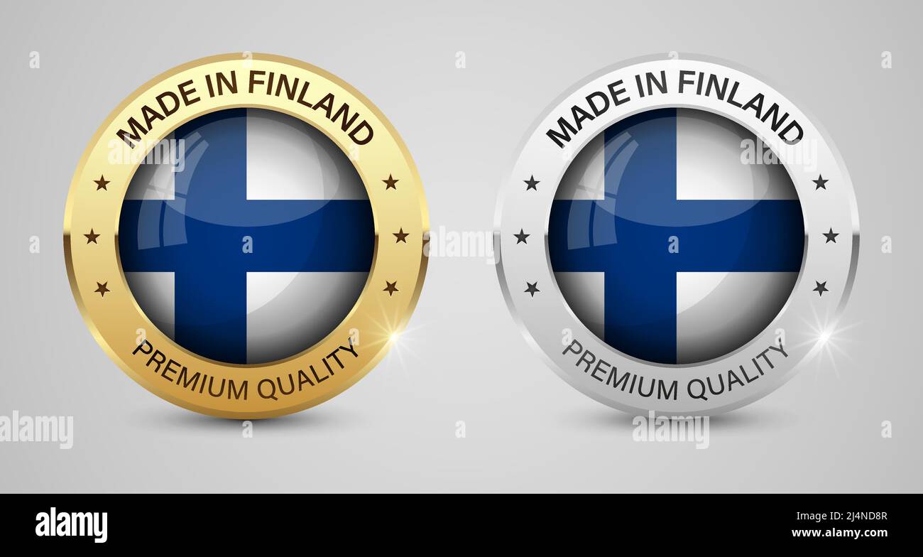 Made in Finland graphics and labels set. Some elements of impact for the use you want to make of it. Stock Vector