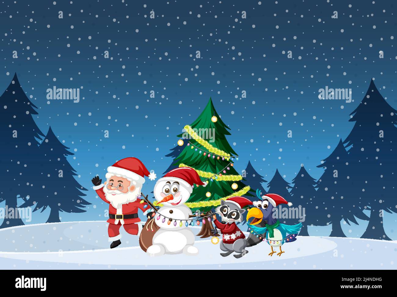 Christmas theme with Santa and snowman illustration Stock Vector Image ...