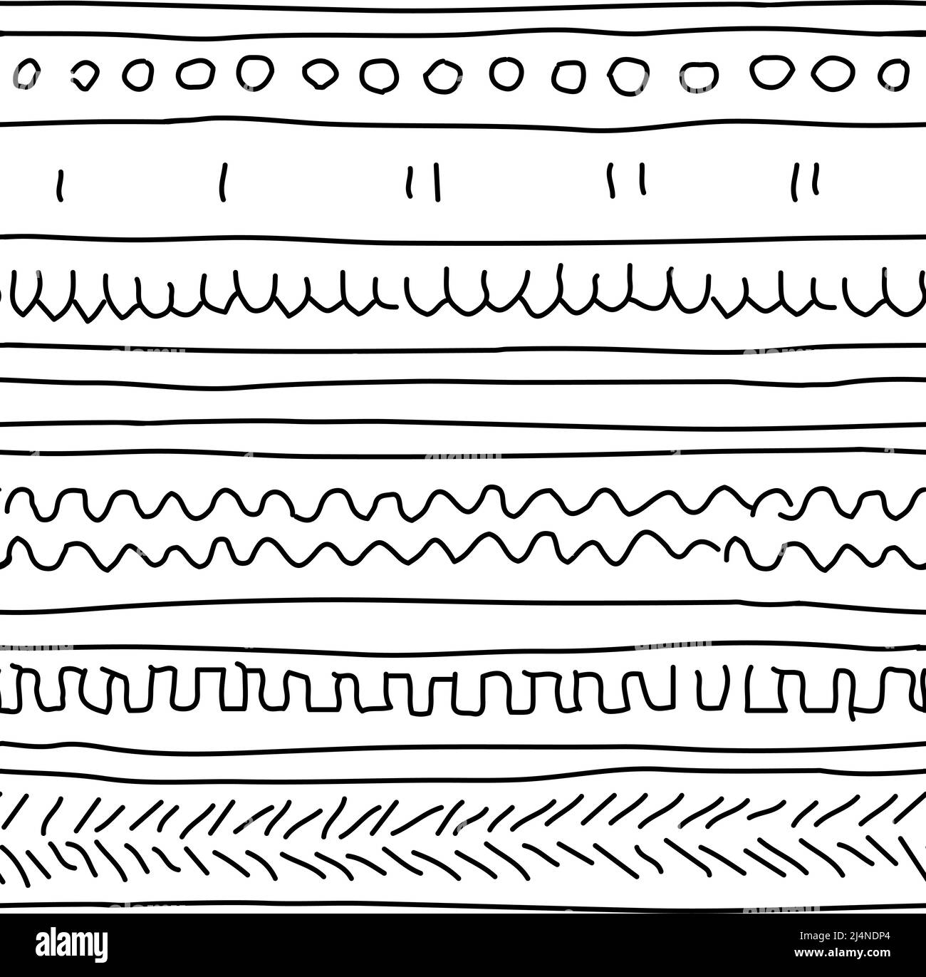 Black white hand drawn simple border. Abstract vector repeat seamless ...