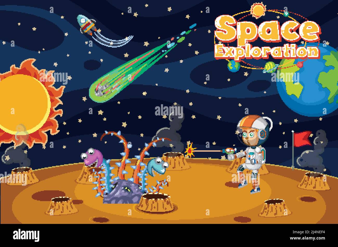 Scene with astronaut in space illustration Stock Vector Image & Art - Alamy