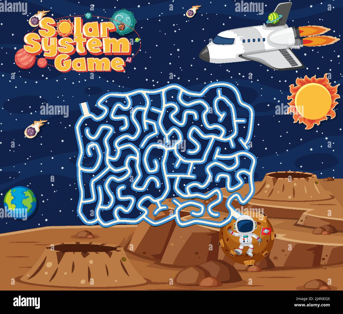 Game template with space theme background illustration Stock Vector ...