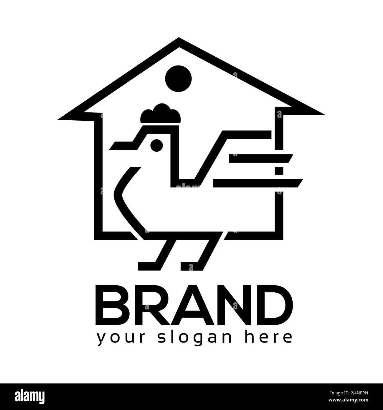 Chicken house logo vector. Flat design. Vector Illustration on white background. Stock Vector