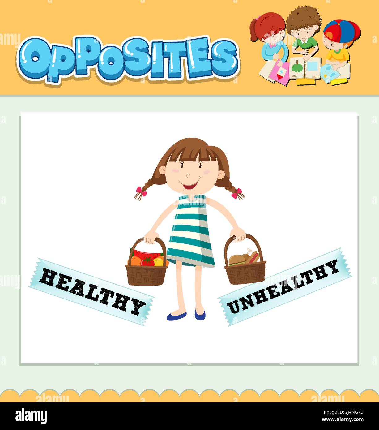 Opposite words for healthy and unhealthy illustration Stock Vector Image & Art Alamy