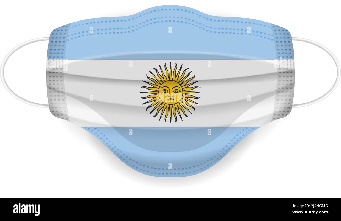 Medical mask Argentina flag on a white background. Vector illustration ...