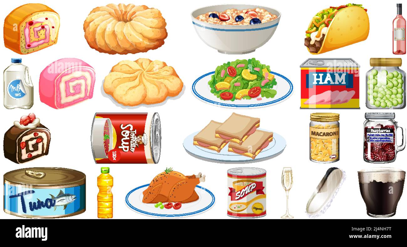 Set of different foods illustration Stock Vector Image & Art - Alamy