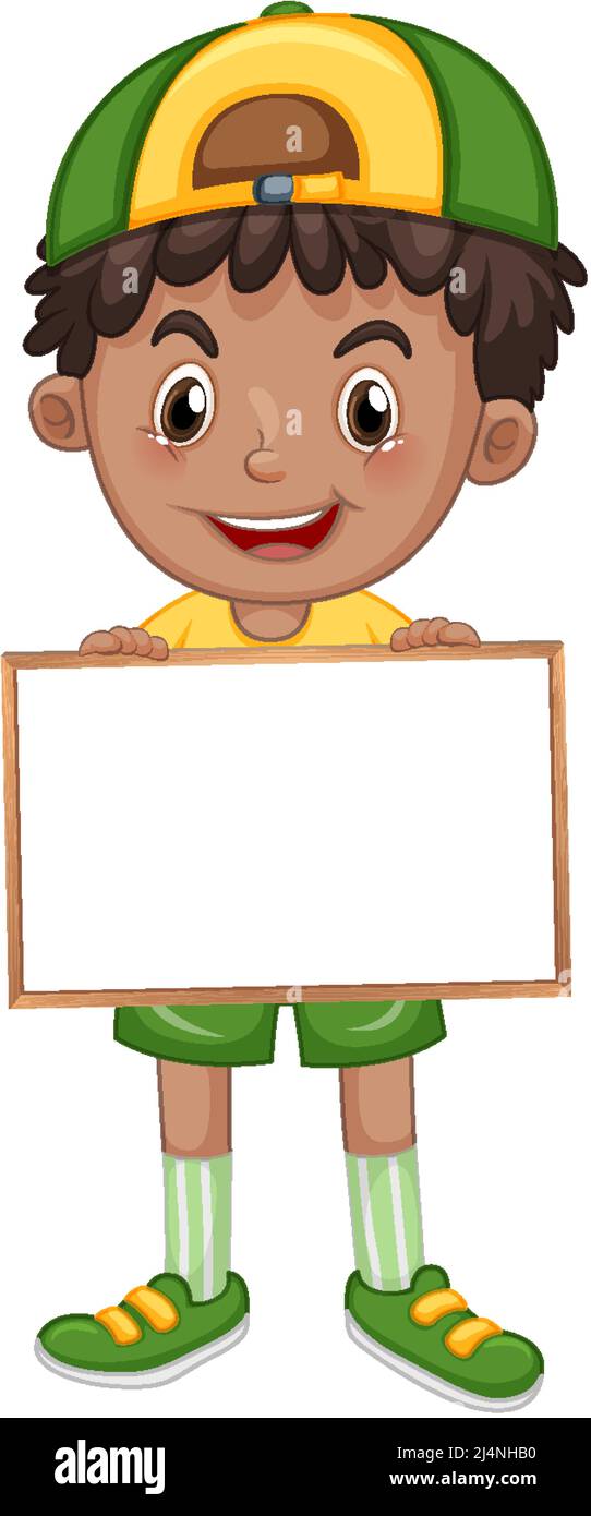 Little boy holding blank whiteboard illustration Stock Vector Image ...