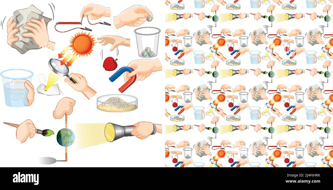 Seamless background with science equipments illustration Stock Vector
