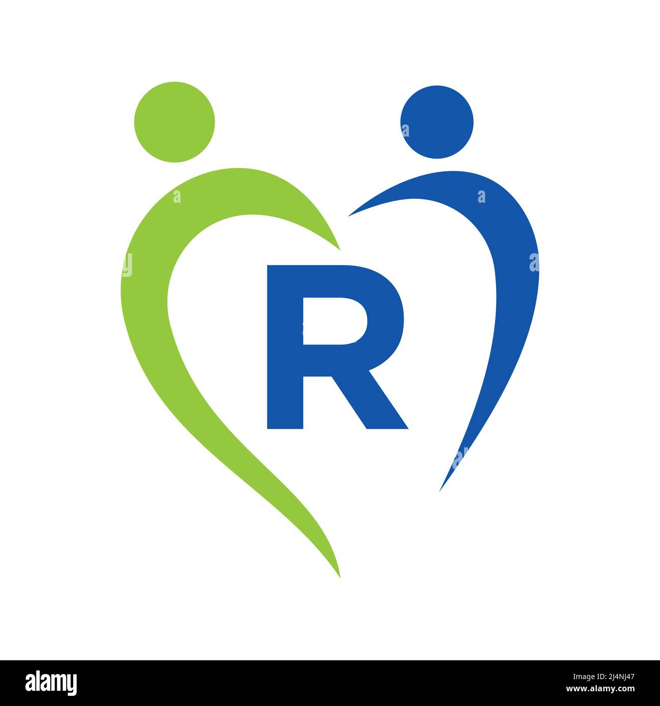 Community Care Logo On Letter R Vector Template. Teamwork, Heart ...