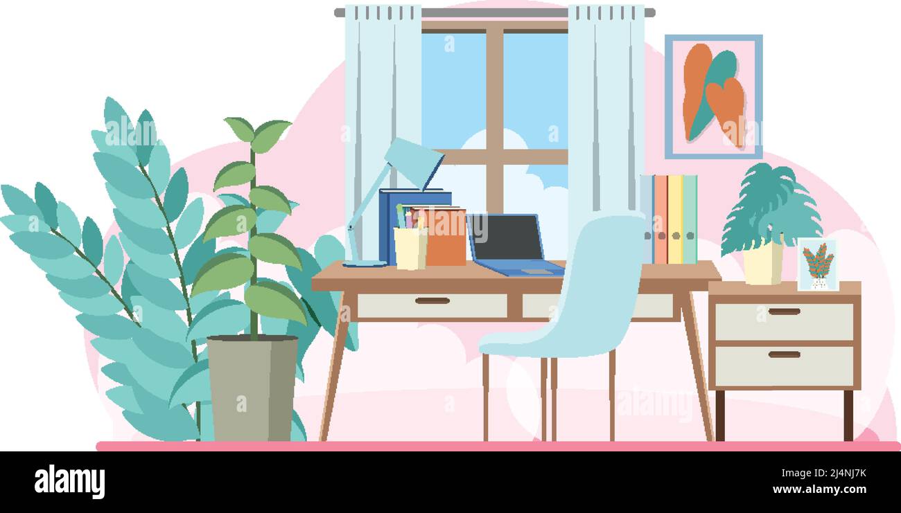 Workroom interior concept in flat design illustration Stock Vector ...