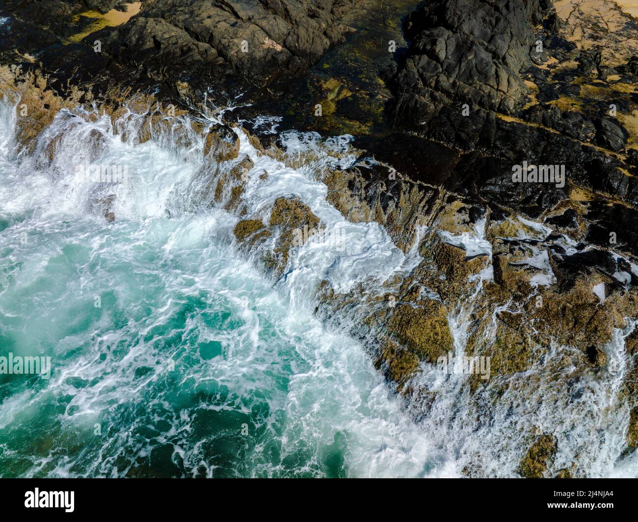 Aerial view of Champagne Pools on the east coast of Fraser Island. Queensland, Australia Stock Photo