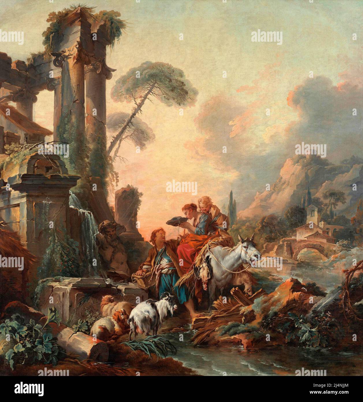 Rest at the well by François Boucher 1735 Stock Photo